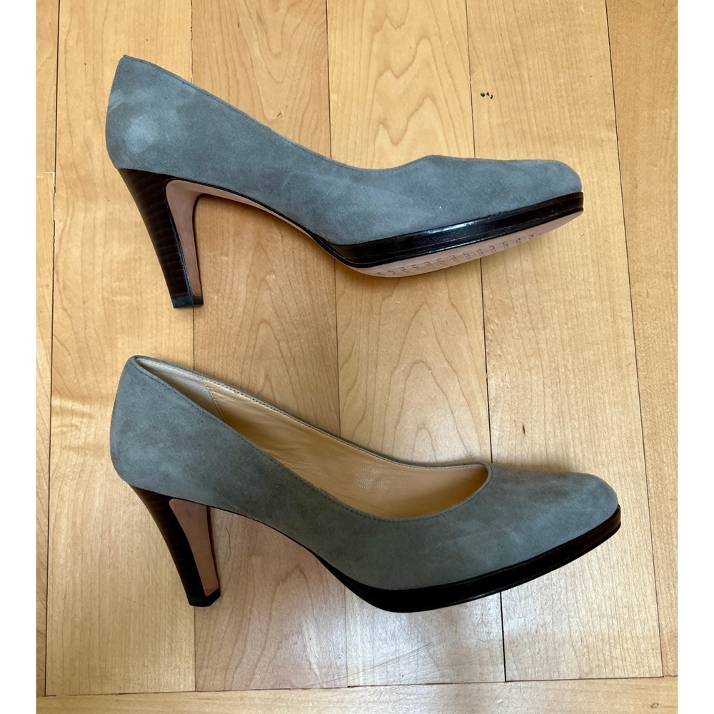 Cole Haan Women Pumps 7.5 Gray Margot II Suede Round Toe Platform Heels Luxe New